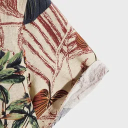 tior Woven Half Sleeves Leaves Printed Shirt - Cream image 5