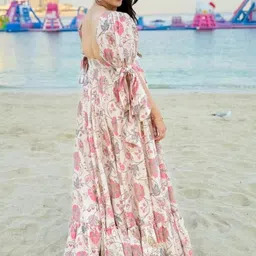 CORSICA Floral Print Puff Sleeve Layered Fit & Flare Three-Quarter Dress image 4