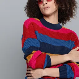 Kook N Keech Women Multicoloured Striped Pullover image 1