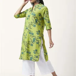 Rangmanch by Pantaloons Green Cotton Printed Straight Kurta image 3