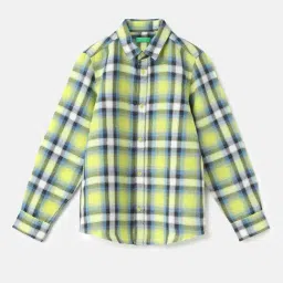 United Colors of Benetton Kids Lime Green & Blue Checks Full Sleeves Shirt-picture-16