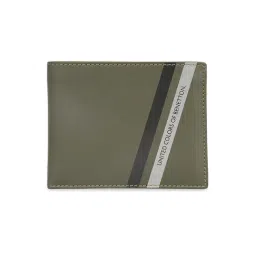 United Colors of Benetton Camben Olive Striped Leather RFID Protected Bi-Fold Wallet-picture-46