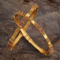 Kushal's Fashion Jewellery Ruby Gold Polished Antique Bangle for Women-image-68