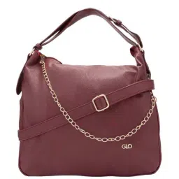 Glo by Globus Maroon Solid Medium Hobo Shoulder Handbag-image-71