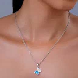 GIVA 925 Silver Classy Butterfly Pendant with Link Chain image 3