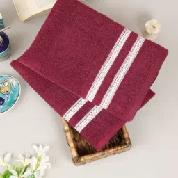 Creeva Comfort Living Maroon Cotton Solid Bath Towel-picture-11