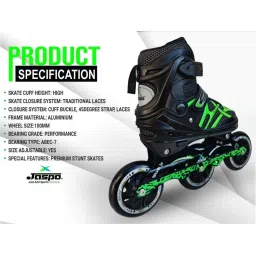 Jaspo Radar Hydra-Max Dual Adjustable Inline Shoe Skates Combo (Green) Size - S image 3