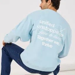 Styli Light Blue Regular Fit Printed Sweatshirt image 3