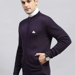 Monte Carlo Purple Regular Fit Texture Pullover image 3