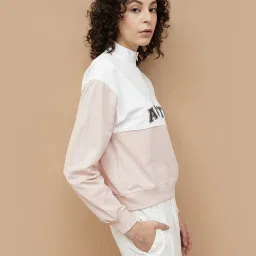 KAPPA Pink & White Cotton Color-Block Sweatshirt image 3