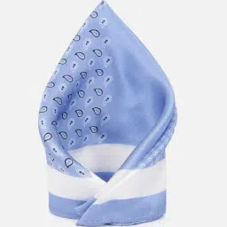 Peter England Blue Printed Pocket Square-image-2