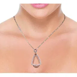 Rihi by P.C. Chandra Jewellers 925 Silver Triangle Dual Color Pendant & Earrings Set (without Chain) image 3