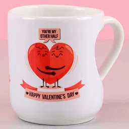 FNP White & Red Ceramic Heart Shaped Mug (325ml) image 3
