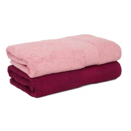 Creeva Classic Wine and Baby Pink Cotton Solid Towels image 3