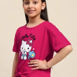 Kidsville Pink Cotton Printed Hello Kitty T-Shirt image 3