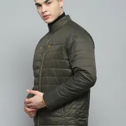 Monte Carlo Mens Solid Olive Mock Neck Full Sleeve Jacket image 3