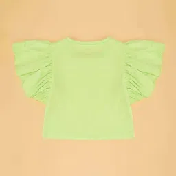 Pantaloons Junior Girls Sharp Green Cotton Printed T-Shirts image 3