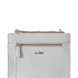 Eske White & Brown Color Block Small Shoulder Handbag image 3