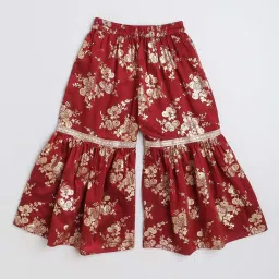 The Magic Wand Kids Maroon Printed Kurta Set image 3