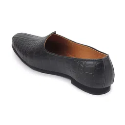 FAUSTO Men Black Woven Design Mojaris image 2