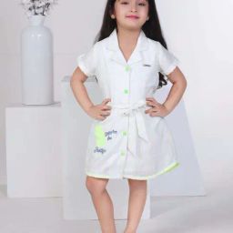 Peppermint Girls Green Cotton Striped Dress-picture-22