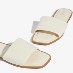 LUNA BLU by Westside White Slip-On Slides image 3