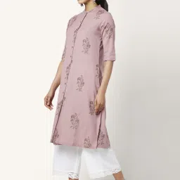 Rangmanch by Pantaloons Purple Cotton Printed A Line Kurta image 3
