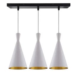 Homesake 3-Lights Linear Cluster White Metal Modern Inverted Cone Pendant Light - Set of 1-picture-18