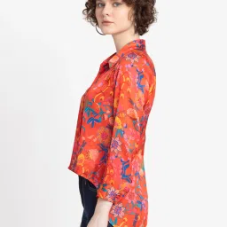 SHAYE Red Floral Print Shirt image 3