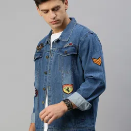 VOXATI Blue Regular Fit Shirt Collar Denim Jacket image 3