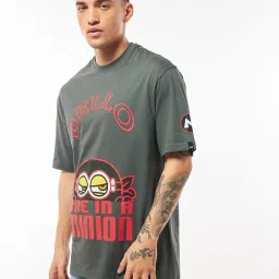 Bewakoof Grey Relaxed Fit Graphic T-Shirt image 3