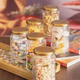 Goodhomes Transparent Glass Storage Jar with Lid - Set of 6-image-97