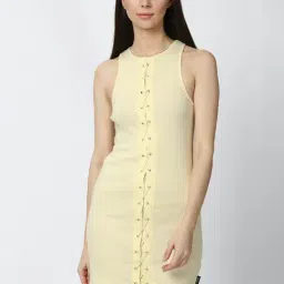 Forever 21 Light Yellow Regular Fit A Line Dress-image-2