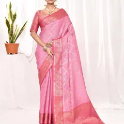 Elora Pink Silk Woven Saree With Unstitched Blouse-image-77