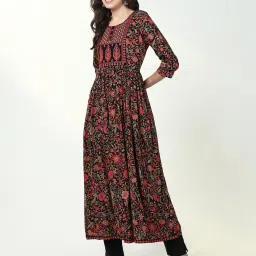 showoffff SHOWOFF Black & Pink Embroidered Kurta image 3