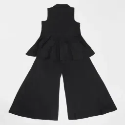 Akkriti by Pantaloons Girls Jet Black Embroidery Top & Palazzos Set image 2