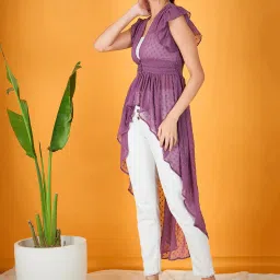 KASSUALLY Purple Self Design Shrug image 3