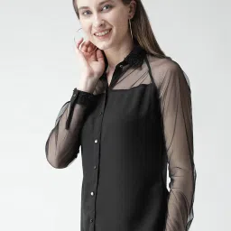 KASSUALLY Black Relaxed Fit Shirt image 3