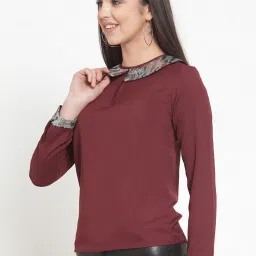 KASSUALLY Maroon Embellished Shirt image 3