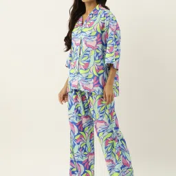 Secret Wish Blue Printed Shirt Pyjamas Set image 3