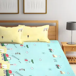 Klotthe Printed Multicolor 210 TC Cotton Blend King 2 Bed Sheets with 4 Pillow Covers image 3