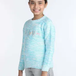 Wingsfield Girls Blue Embroidery Full Sleeves Sweaters & Cardigans image 3