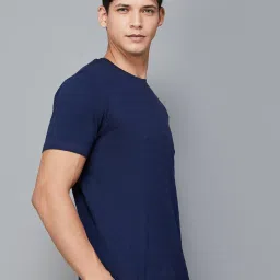 Code by Lifestyle Navy Regular Fit Textured Crew T-Shirt image 3