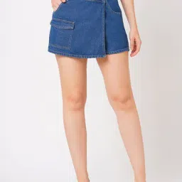 Globus Blue Cotton Above Knee Skorts-picture-23