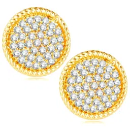 Peora Gold Plated Cubic Zirconia Studded Round Stud Earrings image 3