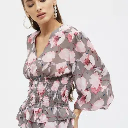 Kibo Grey Georgette Print Tops image 3