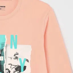 Fame Forever by Lifestyle Boys Peach Cotton Graphic T-Shirt image 3
