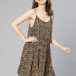 Oxolloxo Brown & Black Printed Beachwear Dress image 3