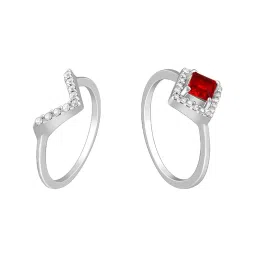 GIVA 92.5 Sterling Silver Princess in Red Rings - Set of 2 image 3