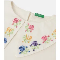 United Colors of Benetton Kids White Embroidered Full Sleeves Top image 3